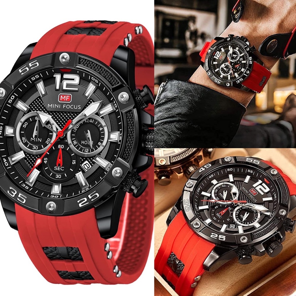 Men’s RED & BLACK CHRONOGRAPH WRIST WATCH *NEW*